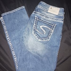 Silver Jean Mid Capris